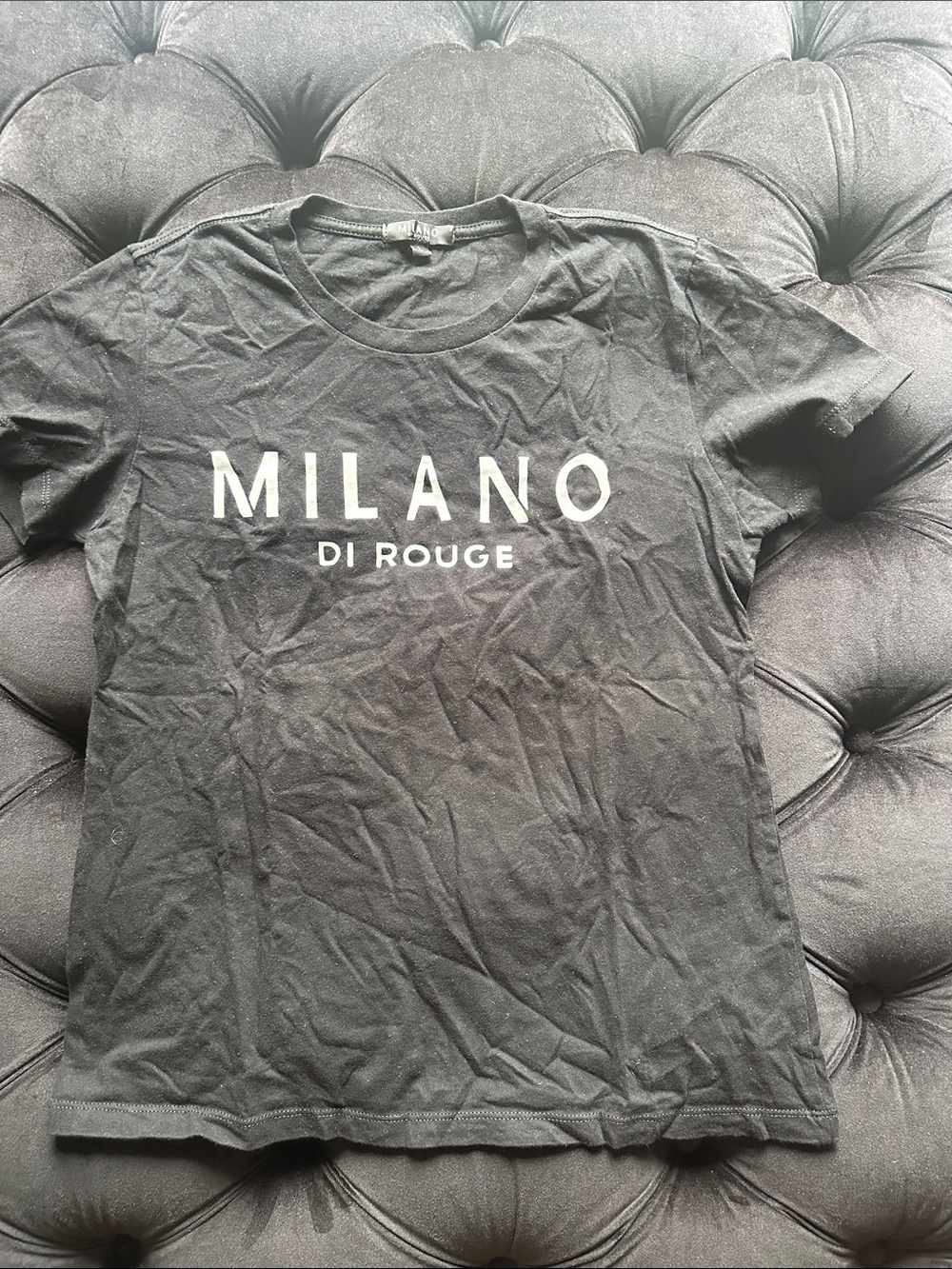 Milano Di Rouge Black Logo Crewneck Tee
